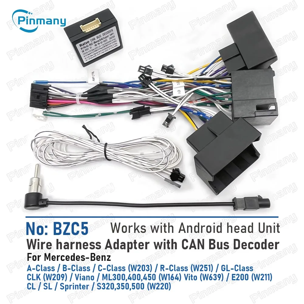 Car Radio Wire Harness CAN Bus Adapter BZC5 for Mercedes-Benz W164 W203 W251 W209 Viano ML300 Vito W639 W211 CL SL Sprinter W220