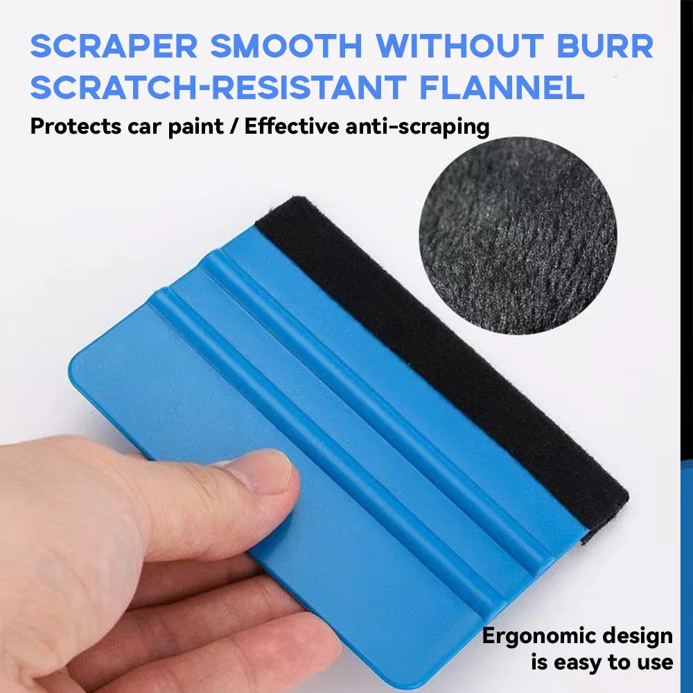1/3pcs Car Decals Squeegee Vinyl Wrapping Spatula Edge With Scratch-free Suede Felt Window Film Lights Film Scraper Tool