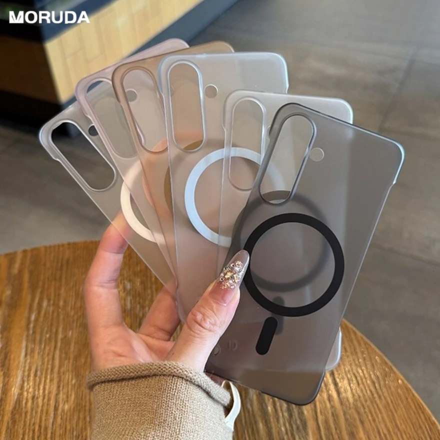 Luxury Matte for Magsafe Hard PC Case for Samsung Galaxy S25 S26 Ultra S22 S24 Plus S23 FE Borderless Wireless Charging Cover