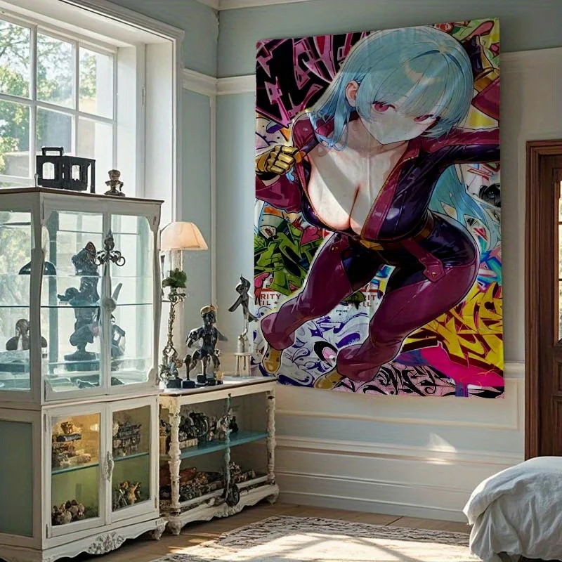 Dynamic Anime Tapestry - Bold and Colorful Design with a Powerful Character for Home Decor and Aesthetic, Perfect for Any Room
