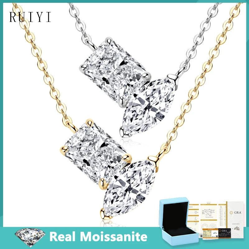 D Color 3cttw Moissanite Square Oval Cut Pendant Necklaces For Women 925 Silver Luxury Lab Diamond Necklace Certificate Jewelry