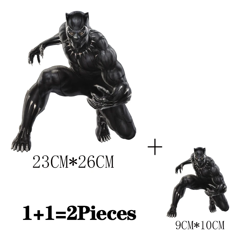 2Pcs/Lot Heat Thermal Transfer Stickers Iron On Fusible Patch For Clothes Black Panther Marvel Thanos Ironing Application Anime