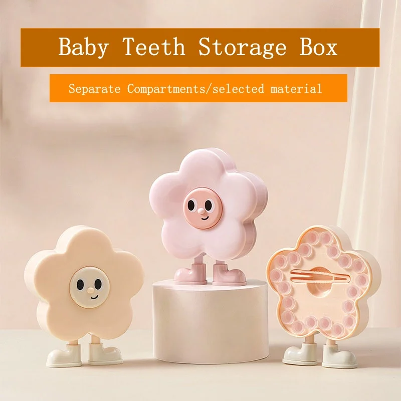 New Flower Shape Baby Teeth Box Fairy Tooth Souvenir Holder with Separate Compartments for Baby Lost Teeth Keepsake Gifts Box