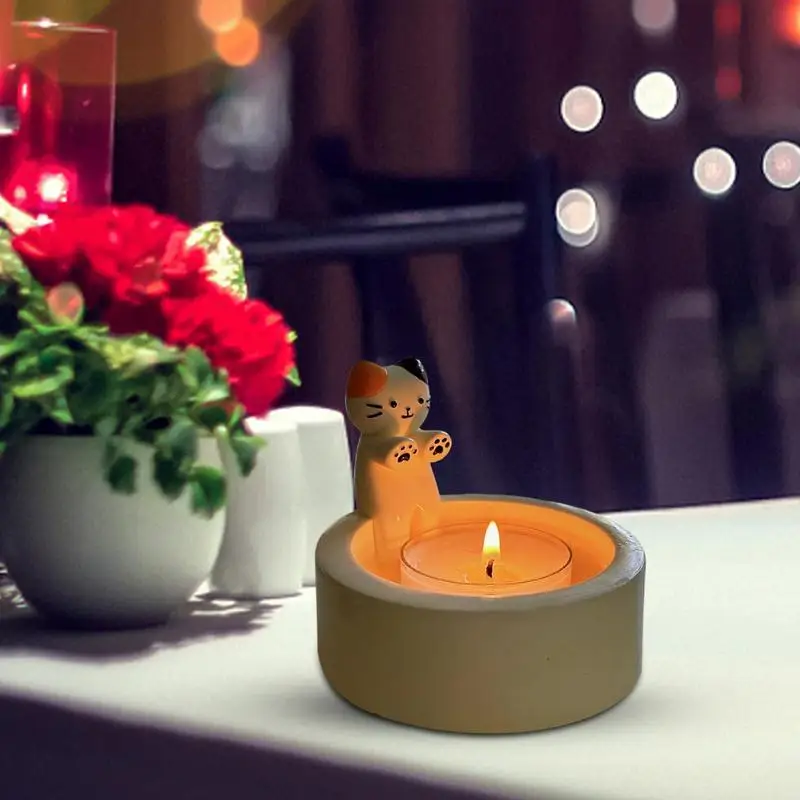 Cartoon Cat Candle Holder Kitten Candle Holder Cute Cat Candlestick Cute Candlestick Craft Decor Home Desktop Decor Ornaments