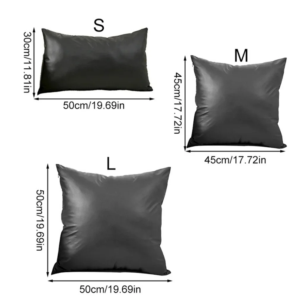 1pc PU Leather Waterproof Pillowcase Solid Color Cushion Covers Sofa Throw Pillow Cover Case for Bedroom Living Room Home Decor