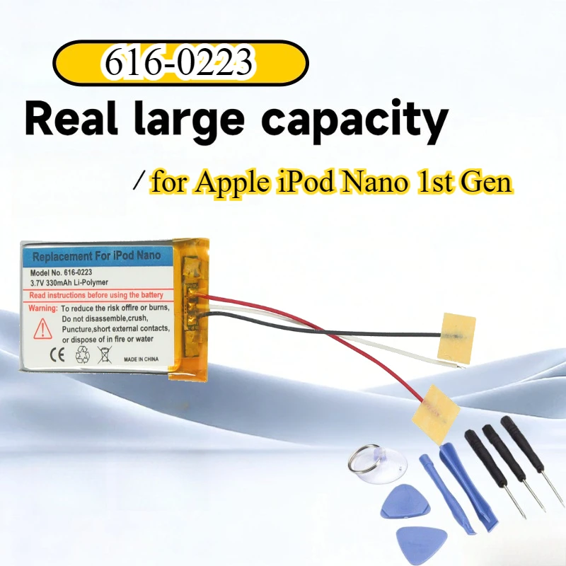 New 616-0223 616-0224 Battery for Apple iPod Nano 1st Gen - 3.7V 400mAh Li-Polymer Long Lasting Replacement MP3 Player Battery
