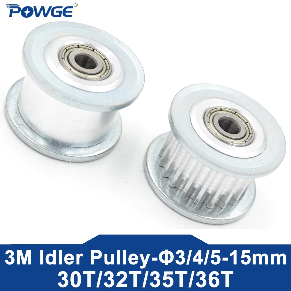 POWGE 36 35 32 30 Teeth HTD 3M idler Timing Pulley Bore 4/5/6/7/8/10/12/15mm for HTD3M Belt Width 6/10/15/20MM 30T 32T 35T 36T