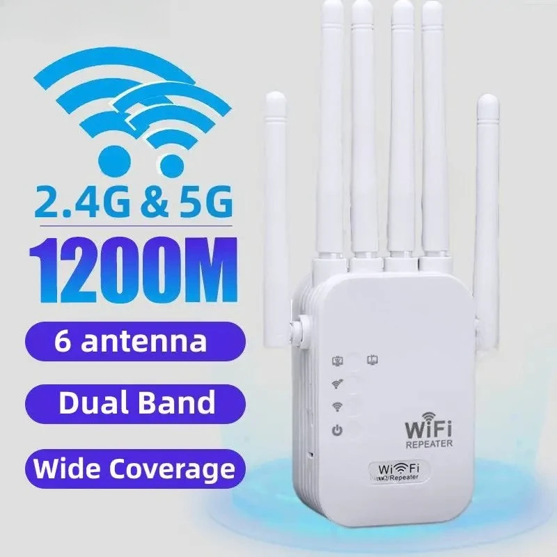 Wzmacniacz sygnału WiFi 300/1200Mbps, dwuzakresowy 2.4G 5G, przedłużacz zasięgu bezprzewodowego, wzmacniacz sygnału Wi-Fi, router, wzmacniacze sygnału dalekiego zasięgu