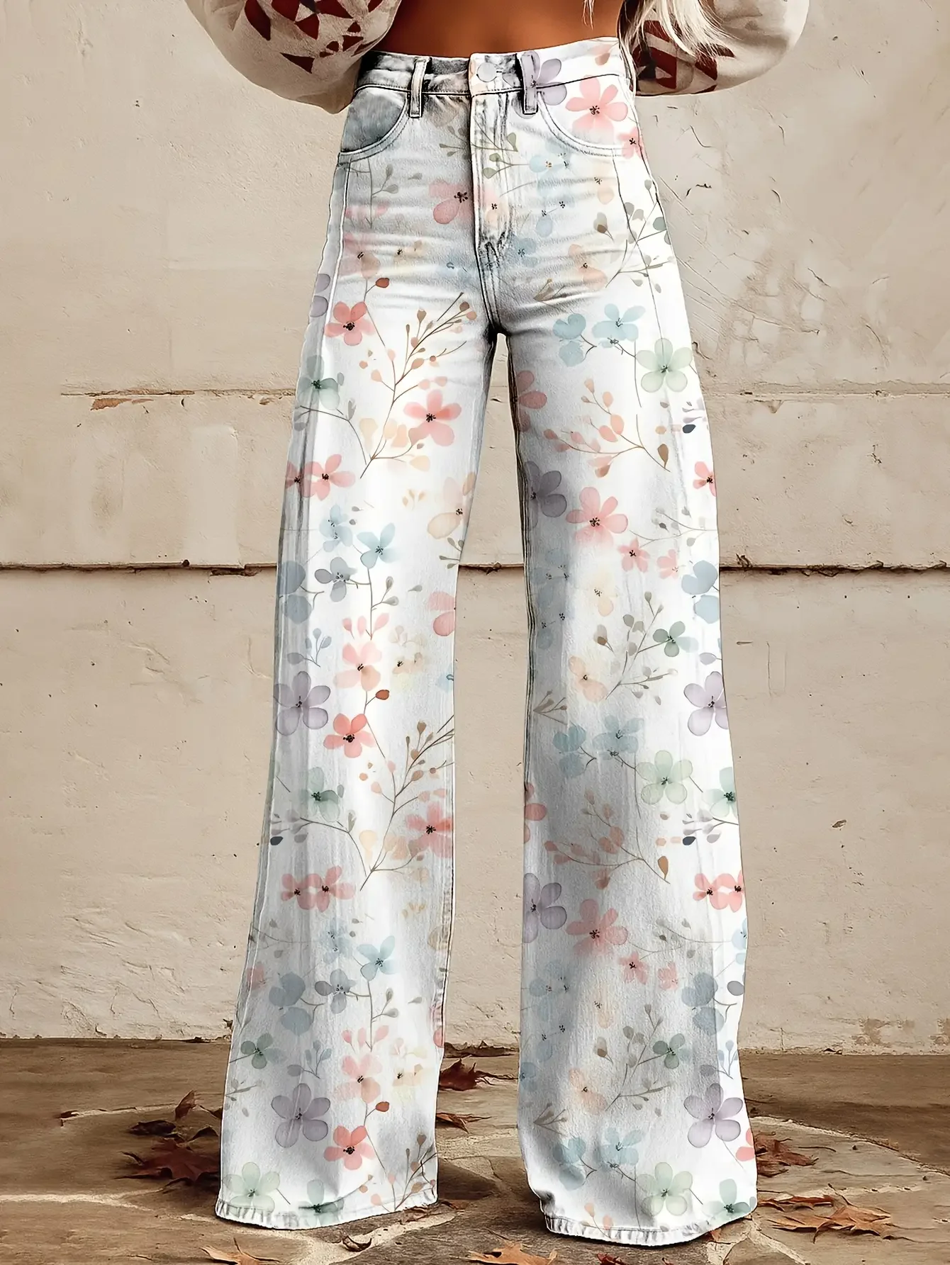 2026Women's slim fit wide leg flared pants, Machine washable casual pants, versatile patterns.