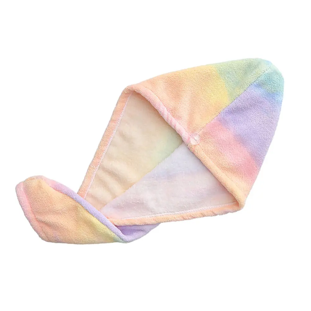

Rainbow Bath Cap Towel Dry Hair Hat Water Absorption Hat Drying Towel Shower Wrap Soft Supple Fast Drying Long Short Curly