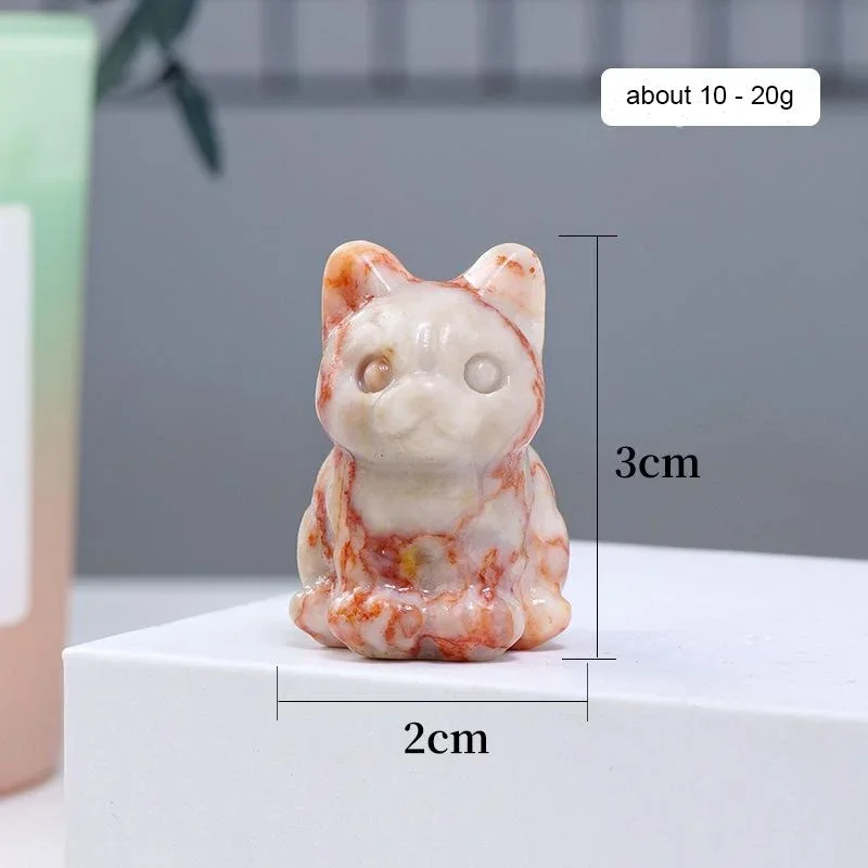 1.1 INCH Small Size Natural Semi-precious Stone Cute Cat Statue Ornaments Crystal Reiki Healing Animal Figurine Home Decoration