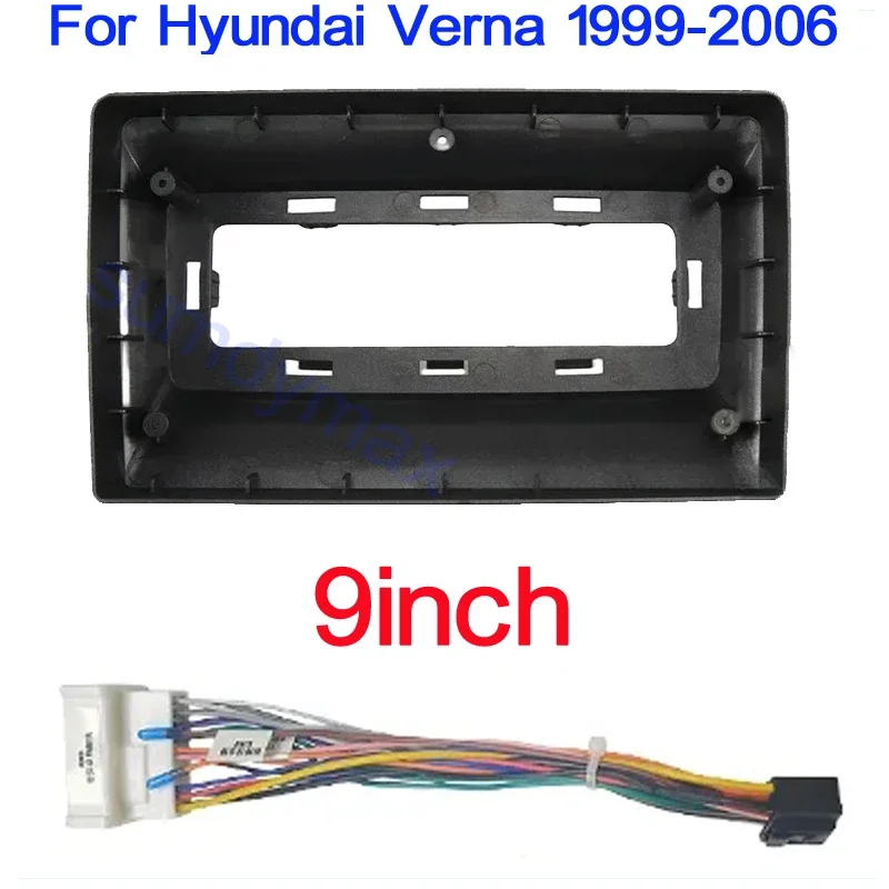 9 inch 2 Din Car Radio Fascia for Hyundai Accent Verna 1999-2006 DVD Stereo Frame Plate Adapter Mounting Dash Installation Bezel