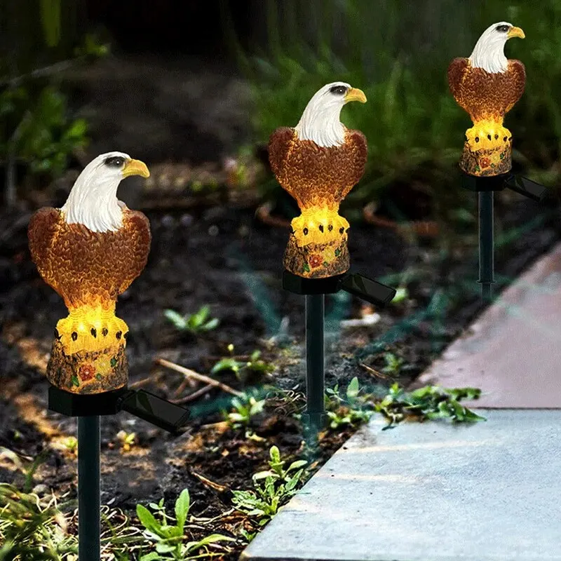 Solar Resin Eagle Lawn Lamp, Outdoor LED Ground Lamp, Patio Decorative Lamp, Garden Lawn Decorative Lamps