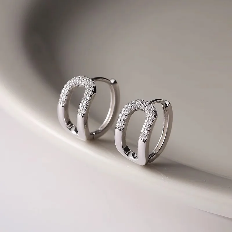 Huitan Curved Oval Shaped Hoop Earrings for Women Fashion Contracted Design Modern Earrings Daily Wear Statement Jewelry