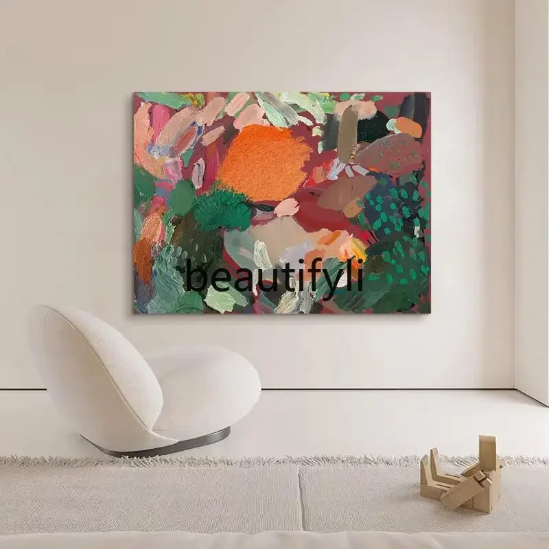 

D96 Living room sofa background wall oil painting, dining room modern hand-painted hanging painting color abstract painting