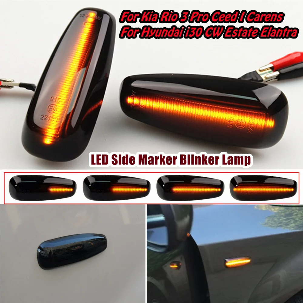 2x Dynamic Flowing Flash Repeater Led Turn Signal Side Marker Light For Hyundai I30 Azera Elantra Avante Kia Ceed Estate Rio III