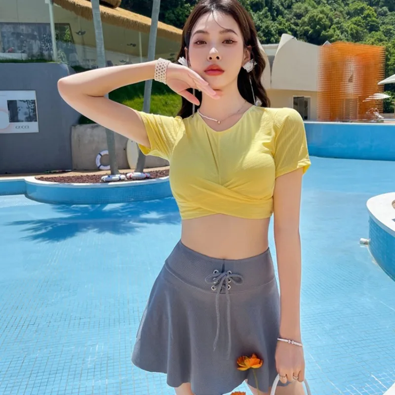 Two-Piece Suits Swimwear Micro Bikini Sexy Lace  Loose Fitting, Flat Corner, Conservative, Summer Fashion Korean Version