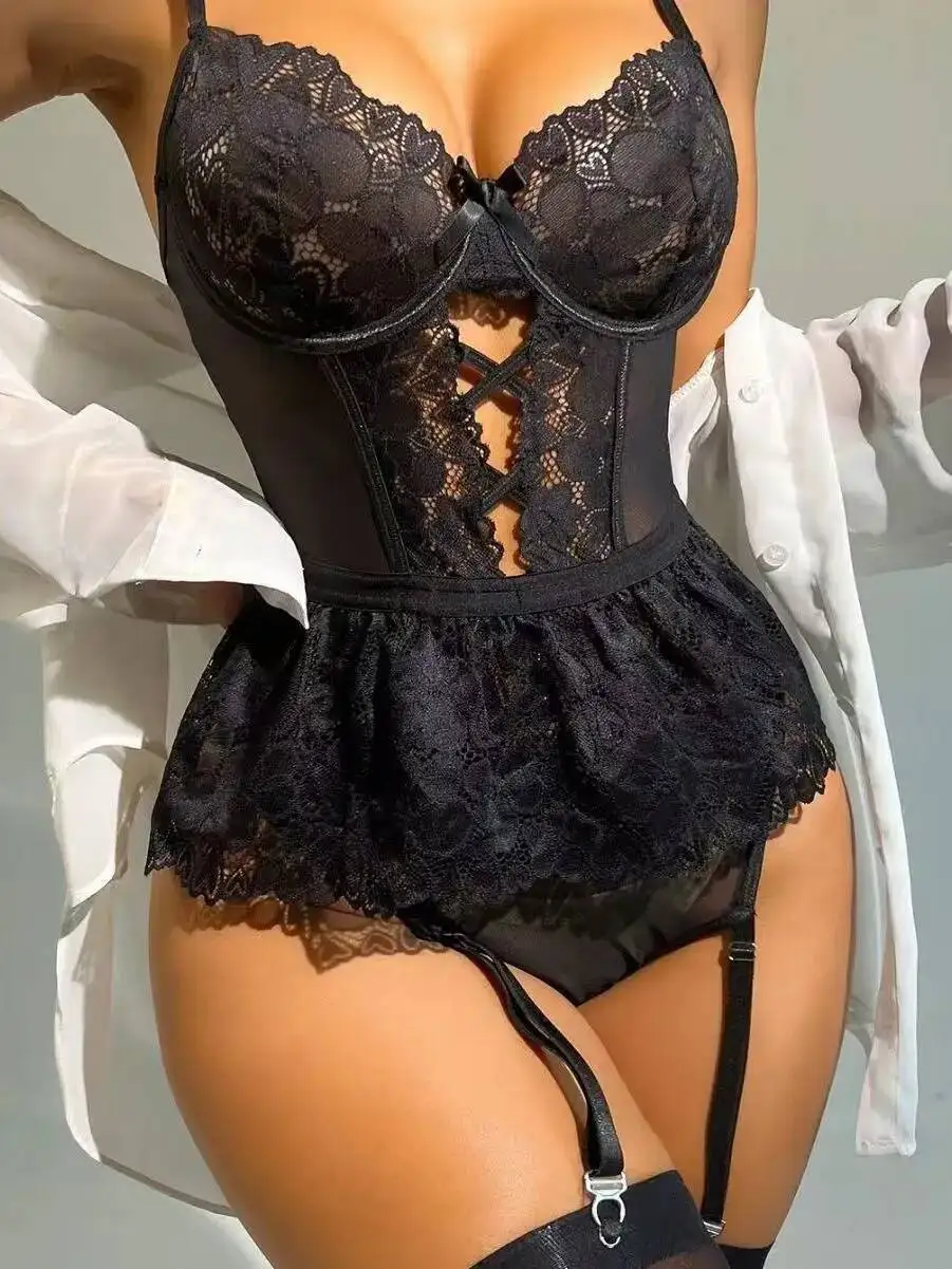 Sexy Bodysuits Backless Deep V Suspenders Sleeveless Bodysuits For Women New Sexy Lace Garter Belt Pure Desire Bodysuits GMRK