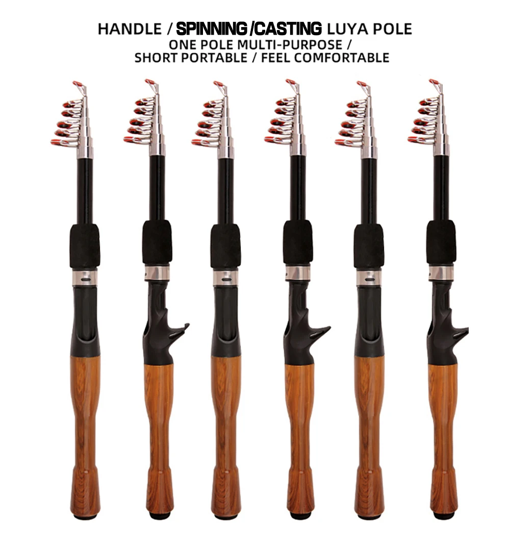 Köder Angelrute 1,3 m 1,6 m 1,8 m Carbon Spinning Casting Baitcasting Mini Kurze Licht Reise Köder Stange – Detail 3