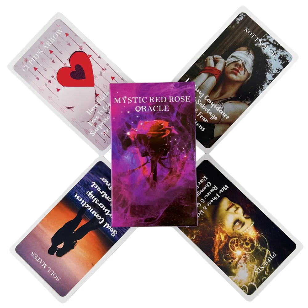 Mystic Red Rose Oracle Cards A 53 English Divination Tarot Edition Deck Borad Games