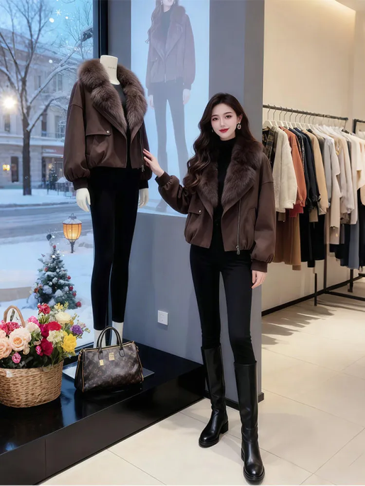 

Laid-ba Sle Women's Jaet Winter New Arrival Fur Collar Slimming Versatile Cotton Coat Warm Commute Faion Korean Loose...
