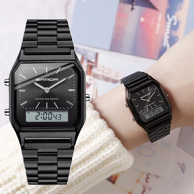 Women's Watches Luxury Brand Waterproof Digital Quartz Watch Stainless Steel Men's Sports Watch Male Silve reloj mujer hombre