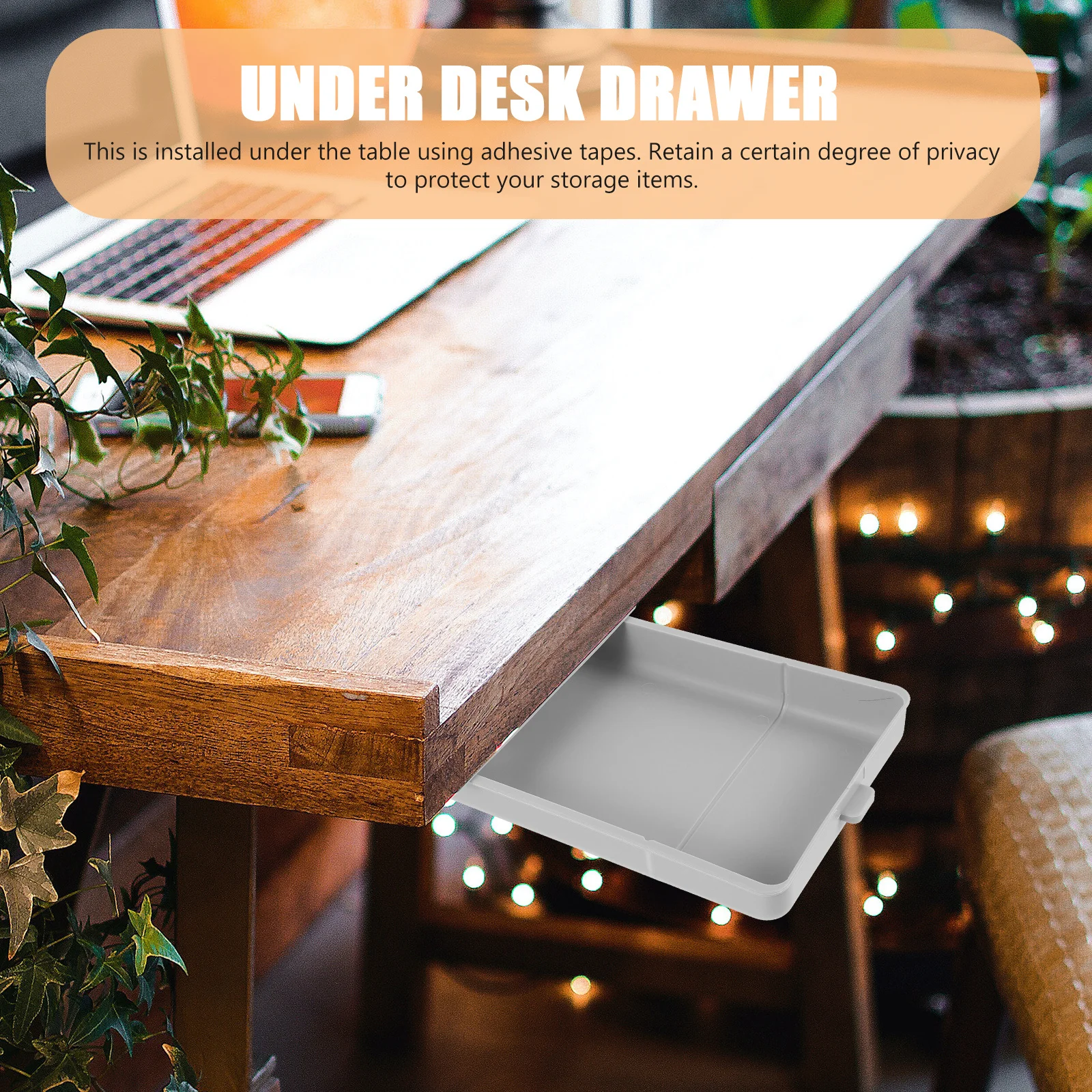 

Under Desk Organizer Box Strong Adhesive Storage Drawer For Stationery Cosmetics Table Drawer