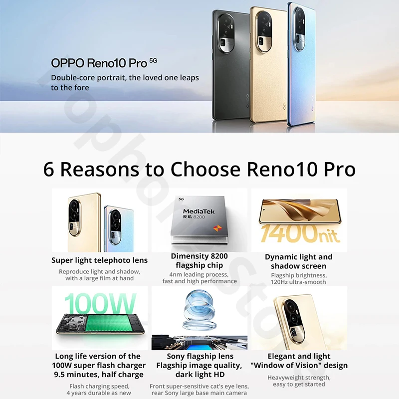 OPPO-Téléphone portable Reno 10 Pro 5G, écran incurvé AMOLED 6.74 ", 120Hz, Octa Core, 8200 W Smile Charge, NDavid, Dimrespond100