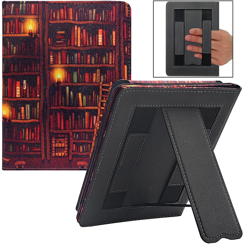 

Stand Case for 6 inch Kobo Clara HD (N249)E-reader fit Kobo Clara HD 2018 Cover with Auto Sleep/Wake and Double Hand Strap