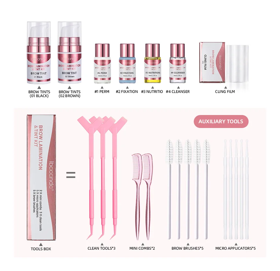 Nuovo kit per sopracciglia Perm & Tint Kit per sopracciglia a doppio effetto Utilizzare un involucro di plastica per migliorare permanentemente le sopracciglia (include 2 tonalità)
