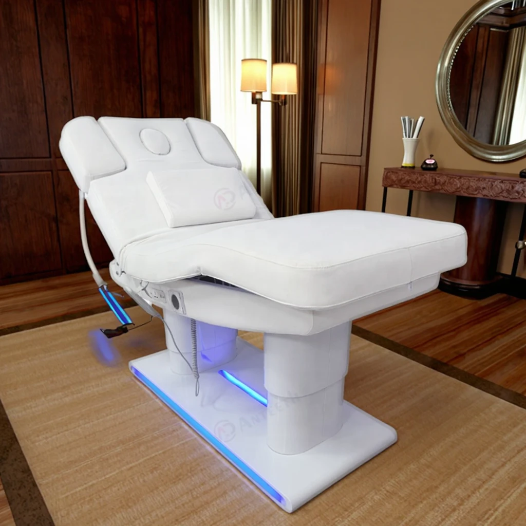 Exquisite Hot Selling Facial Therapy Chair 4 Motor Salon Beauty Bed With LED Light Electric Massage Bed
