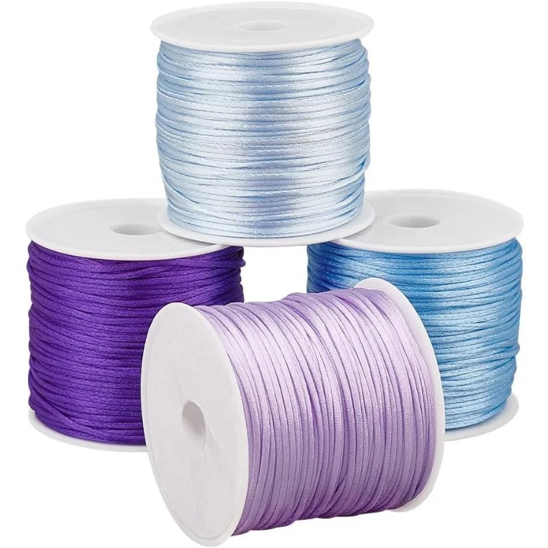 

1Set 131 Yards Nylon String 1mm Rattail Satin Cords Silky Beading String Tail Cord Bracelet String Thread for Braid Hair Jewelry