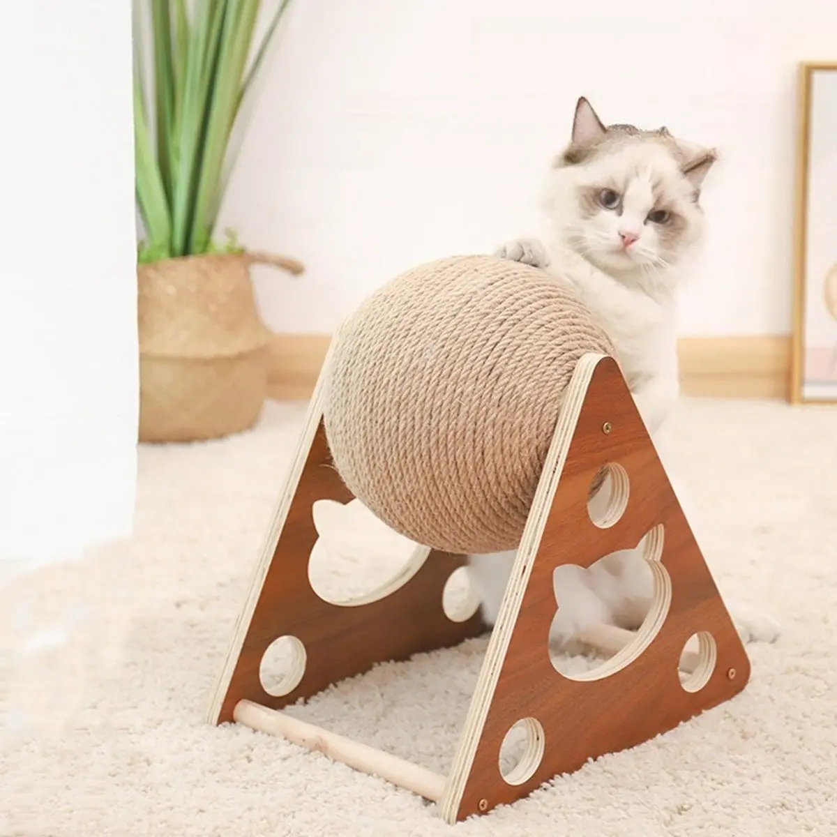 Cat Scratching Ball Toy Sisal Rope Grinding Ball Board Paws Scratcher Cats Toys Interactive Climbing