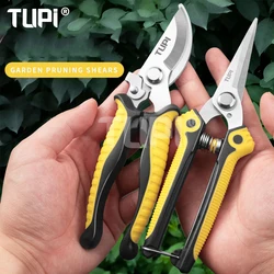 TUPI Professional Bypass Pruning Shears - Heavy Duty Gardening scissors for Trees/Bushes/Vines | Ergonomic Non-Slip & RustprooS