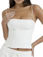 Bustier à bretelles spaghetti pour femmes, haut corset Y2K, dos nu, fermeture éclair, court, élégant, vintage, maigre, chic, vêtements d'été 3