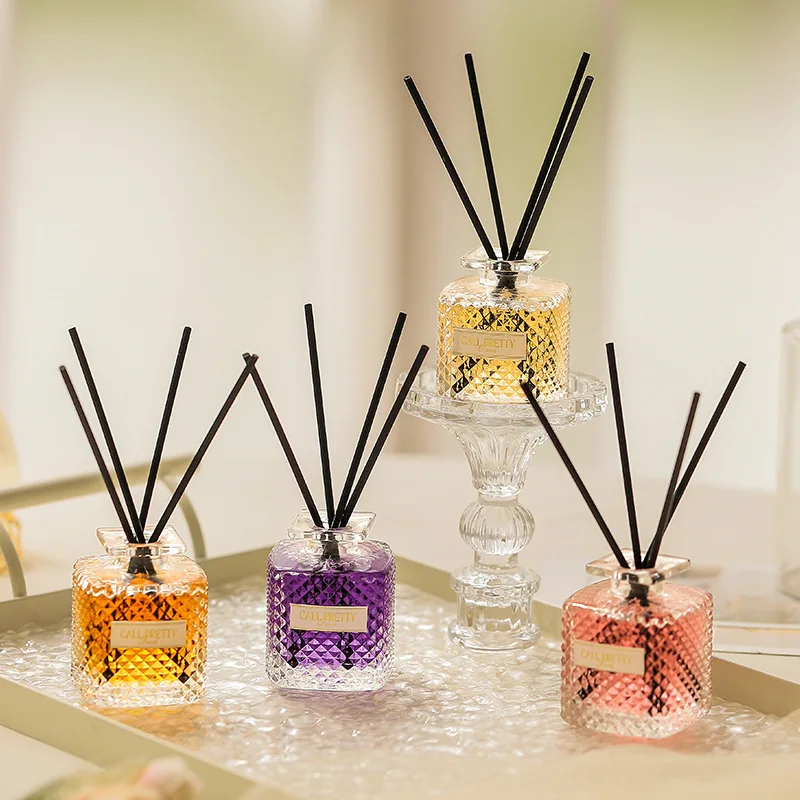 Aurooa 50ml Home Fragrance Diffuser Party Gifts Glass Reed Diffuser Essential Oil Lavender Osmanthus Peach Ebony Scent