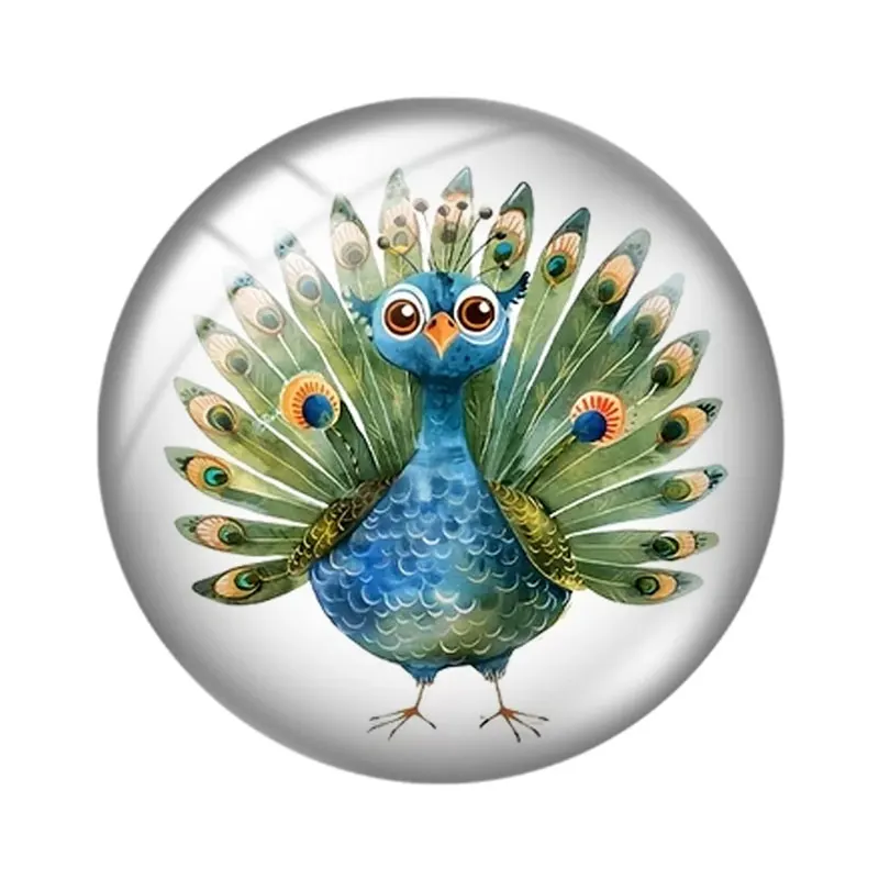 Watercolor Quirky Animals 12/18/20/25mm Glass Cabochon Bracelet Pendant Rings for Jewelry Demo Earrings Back Making Findings