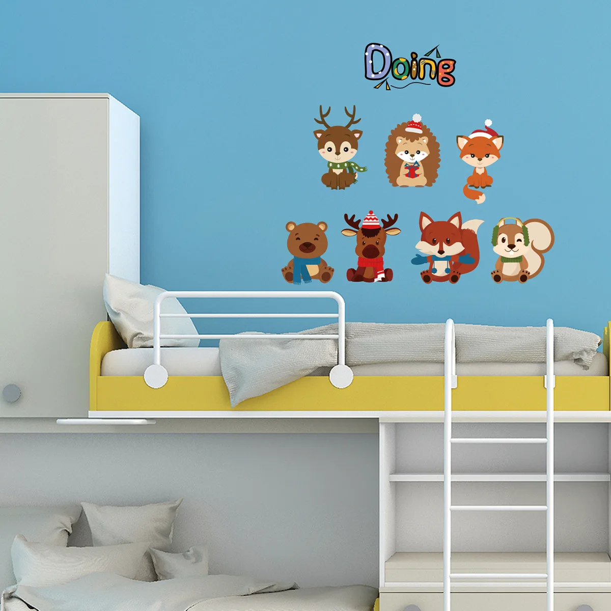 

Mamalook Deer Squirrel Bear Wall Sticker Cartoon Animal Kids Bedroom Creative Decoration Sticker