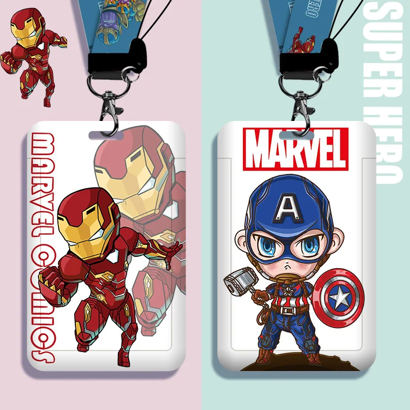 Disney Superheroes ID Badge Card Holder Lanyard Men Door Card Case Neck Strap Boys Credit Card Holder Credentials Accessories