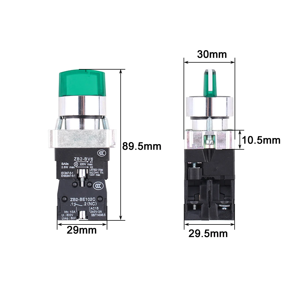 XB2-BK3365 BK3465 3 Positions XB2-BK2465 BK2365 2 Positions Rotary Select Switch with Light Latching self-Locking 220V 380V 24V