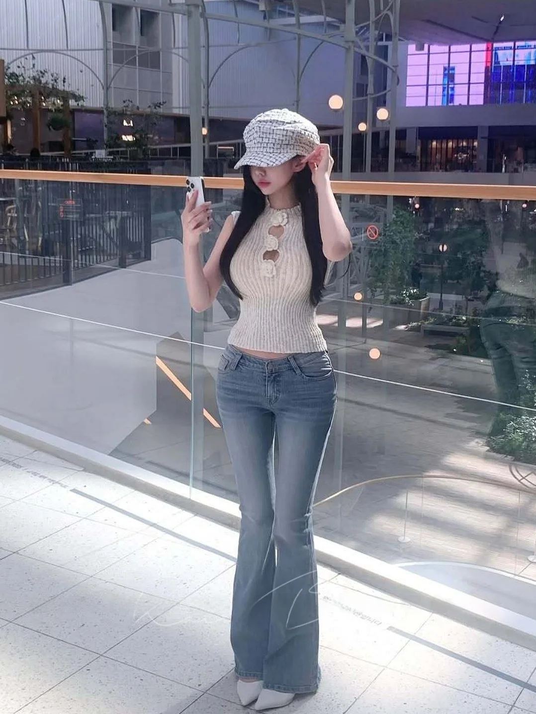 

Retro American Spicy Girl Sle Flared Denim Jeans Women's Slimming Hip Enhancing Butt Lifting Long Pants High Elastici Nat...