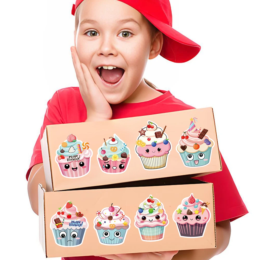 8/16 feuilles crème glacée Cupcake faire un visage Puzzle autocollants enfants bricolage décalcomanies drôle dessin animé assembler Puzzle enfants jouets décoration