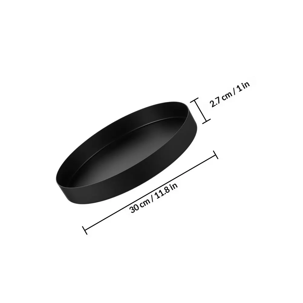 Black Round Stainless Steel Decorative Tray Multipurpose Serving Fruit Jewelry Storage Tray Desktop Vanity Metal Plate Home