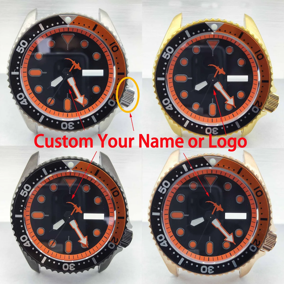 

41.5mm nh35 case custom logo nh36 case NH35 watch case nh35 movement with bezel sapphire glass diving watch accessories parts