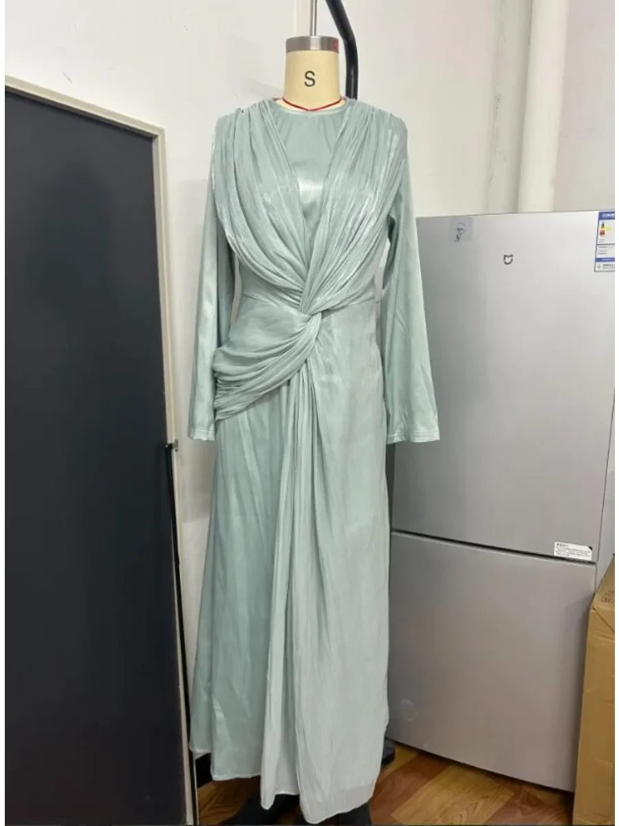 Eid มุสลิมชุด Abaya Silky มุสลิมชุดยาว Vestidos Largos Party Caftan Jalabiya Ramadan ดูไบ Kaftan อาหรับ Robe 2025