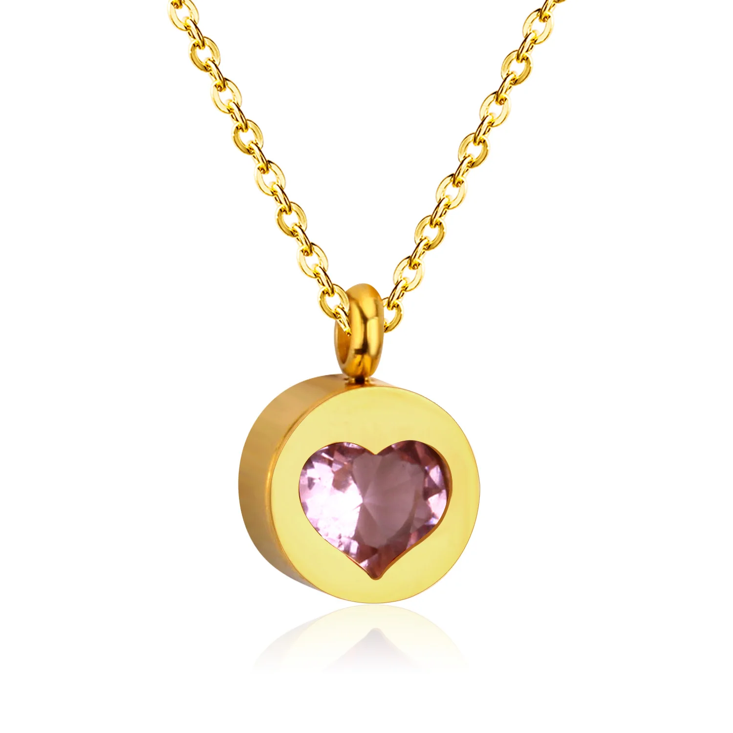 Exquisite CZ Jewelry Round Heart Pendants Necklaces Stainless Steel Chain Choker Necklace For Women Collares Colar