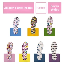 1 Pair Children's Latex Insoles Sweat Absorption Soft Sports Shoes Insoles for Boys Girls Cute Cartoon High Elasticity Shoe Pads