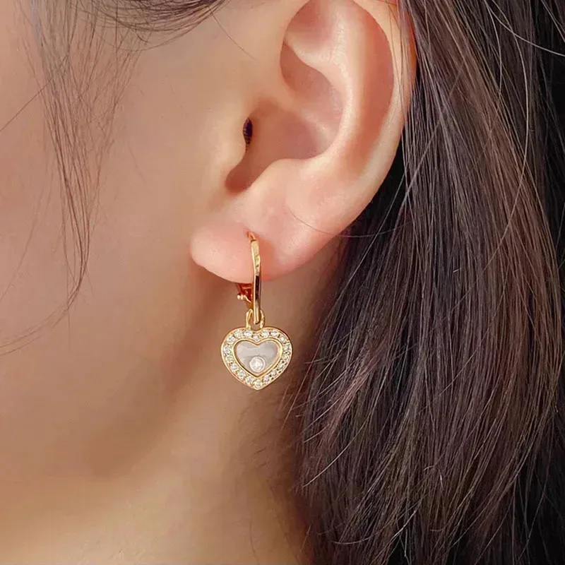 

2026 New Love Heart Earrings for Women Cubic Zirconia Stud Earrings Rhinestone Heart Shaped Ear Minimalist Trendy Valentine Gift