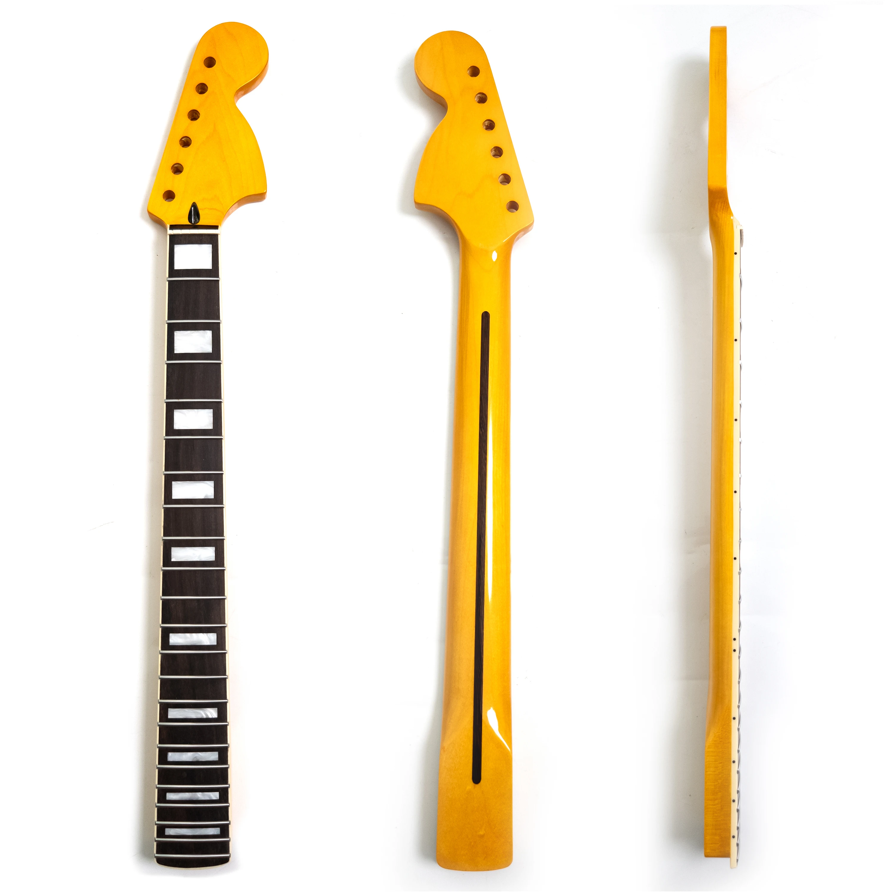 

Premium Maple Guitar Neck for ST Style – 22 Medium Jumbo Frets, Rosewood Fingerboard with Block Inlays, 14" Radius