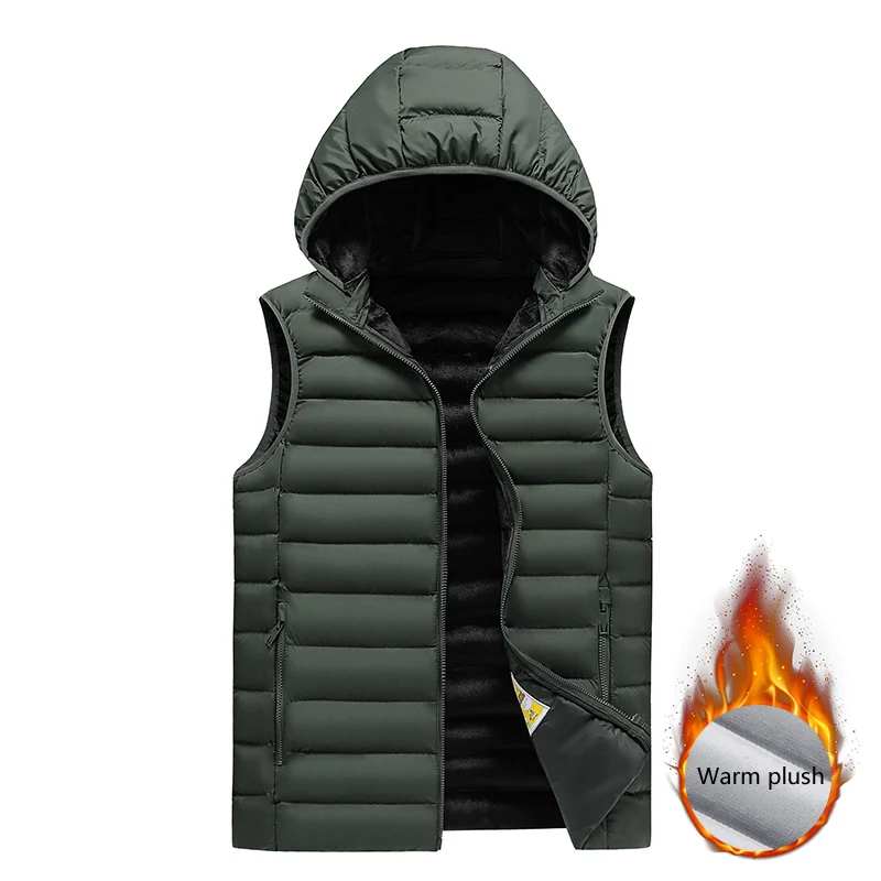 Men\'s Vest Jacket Winter Waterproof Warm Sleeveless Men Jacket Fashion Hooded Casual Vest Men Autumn Thicken Waistcoat